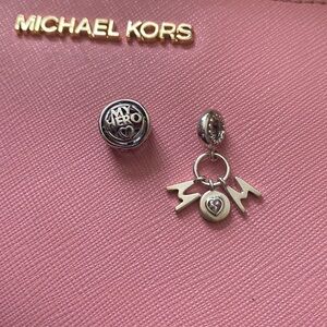 Two pandora mom charms silver